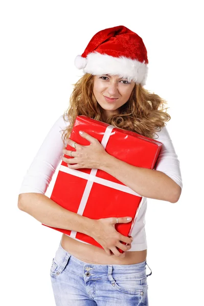Attractive woman with nice gift — Stock Photo, Image