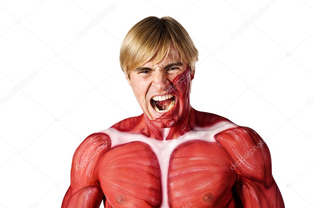 Muscle man screaming