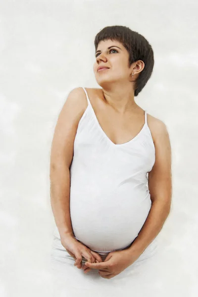 Молодая беременная женщина мечтает о своем ребенке — стоковое фото