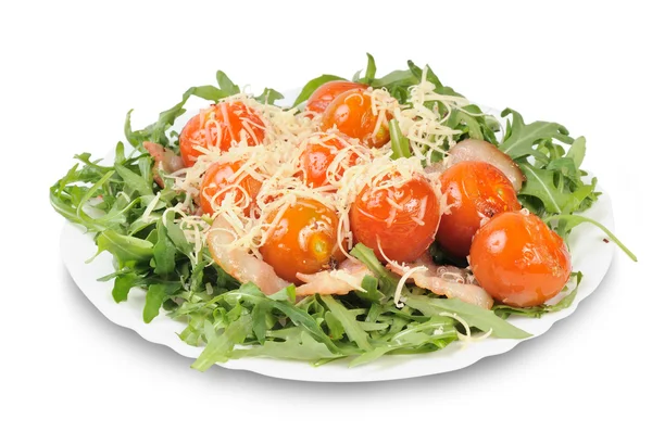 Salada com rúcula e tomate — Fotografia de Stock