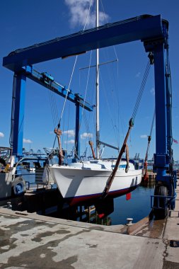 Yacht being Launched clipart