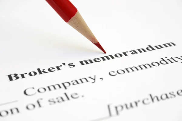 Memorandum broker — Foto Stock
