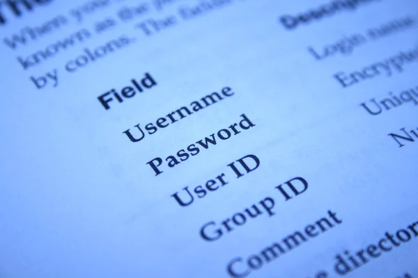 Nome utente e password — Foto Stock