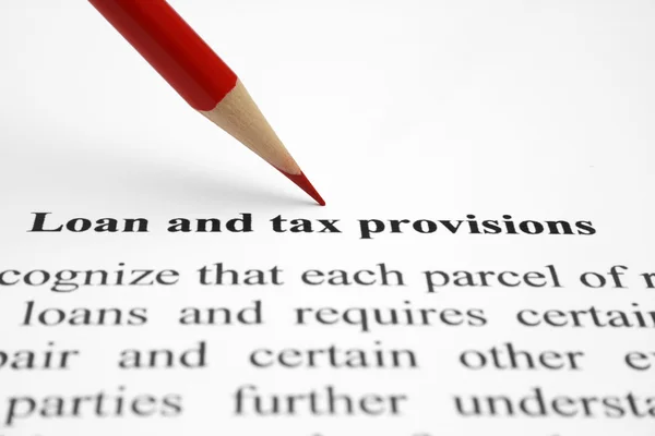 Loan and tax provisions — Stock Photo, Image