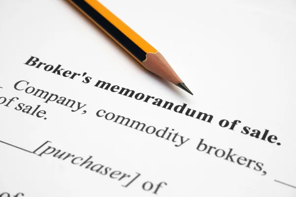 Memorandum di vendita Broker — Foto Stock