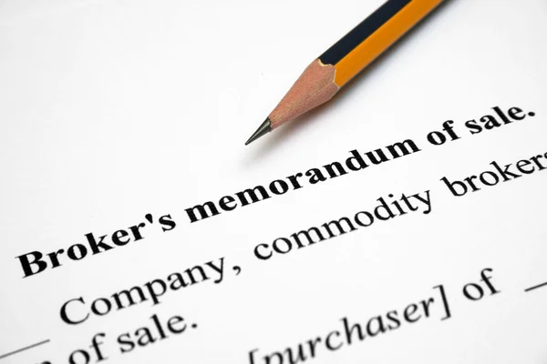 Memorandum di vendita Broker — Foto Stock