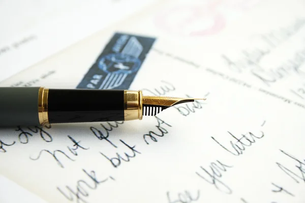 Post card and pen — Stock Photo, Image
