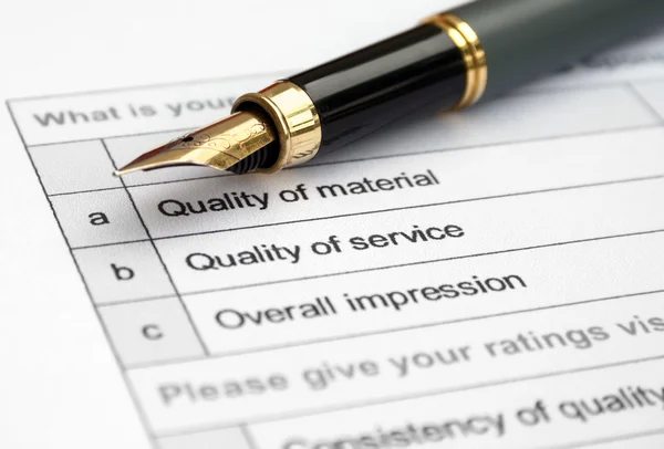 Formulář pro průzkum kvality — Stock fotografie