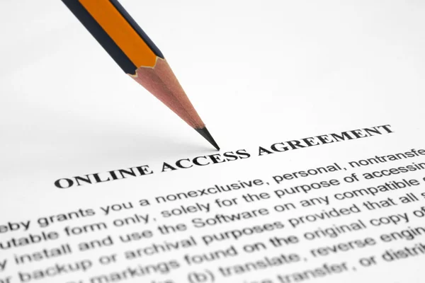 Соглашение об онлайн-доступе — стоковое фото