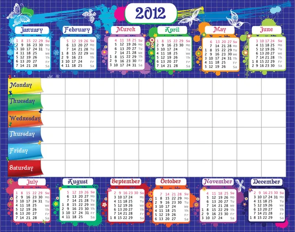 Ωρολογίου προγράμματος των σχολείων και ημερολόγιο — Διανυσματικό Αρχείο
