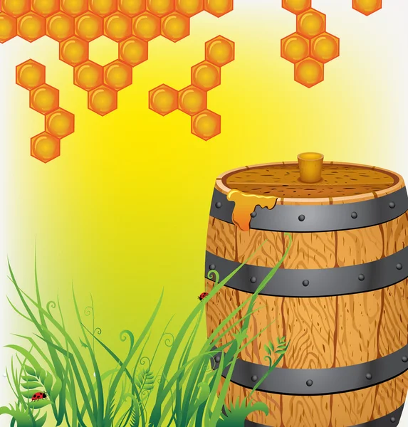 Tonneau avec du miel — Image vectorielle