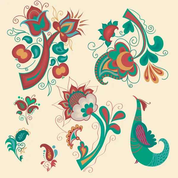 Collection of russian patterns — Stock Vector