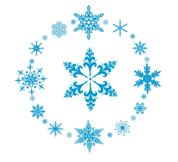 Lekerekített dekoratív hópelyhek — Stock Vector