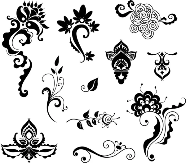 Декоративные цветочные элементы для дизайна — стоковый вектор