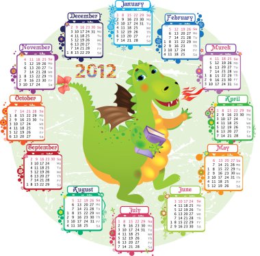 Dragon and calendar 2012 clipart