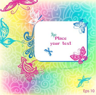 Background with colored bytterflies clipart