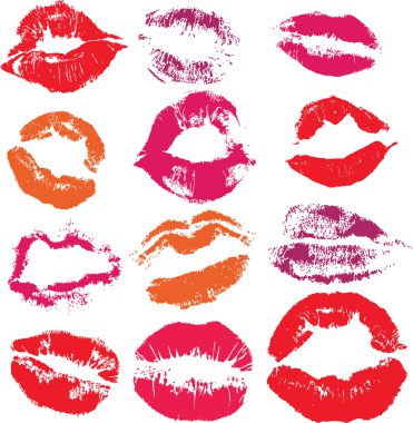 Set of print lips kiss clipart