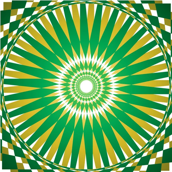 Folklore green and yellow kaleidoscope background — Stock Vector