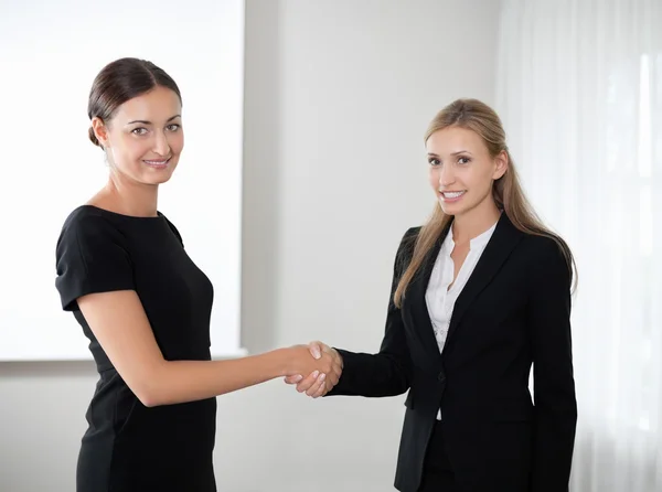 Zakelijke vrouwen schudden handen maken een deal — Stockfoto