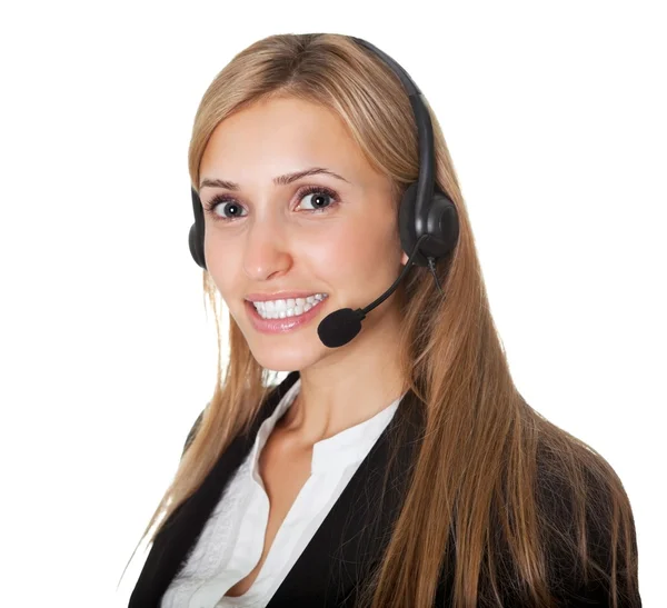 Portret van vertrouwen call center vertegenwoordiger — Stockfoto
