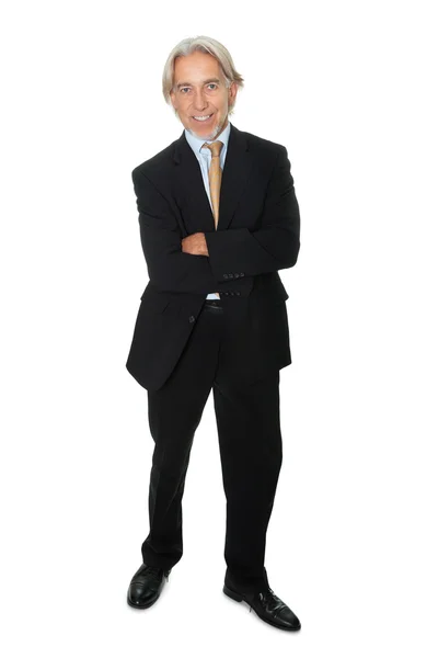 Zralé podnikatel stojící na bílém pozadí — Stock fotografie