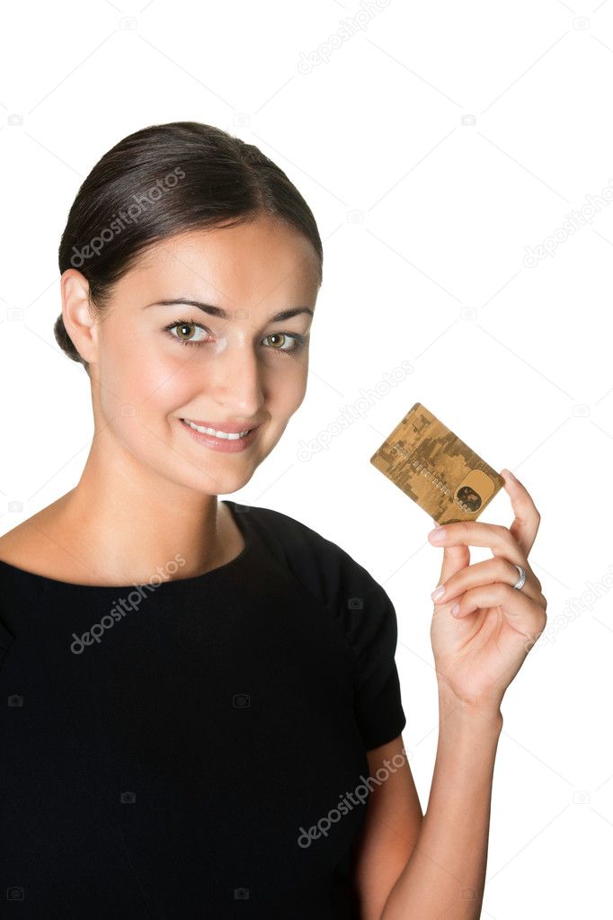 Pretty young woman with a credit card