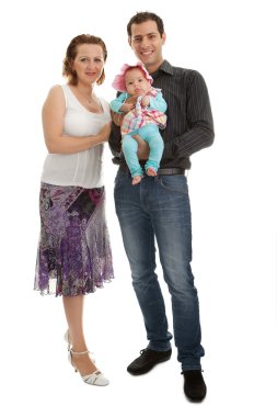 Portrait of a happy young family standing clipart