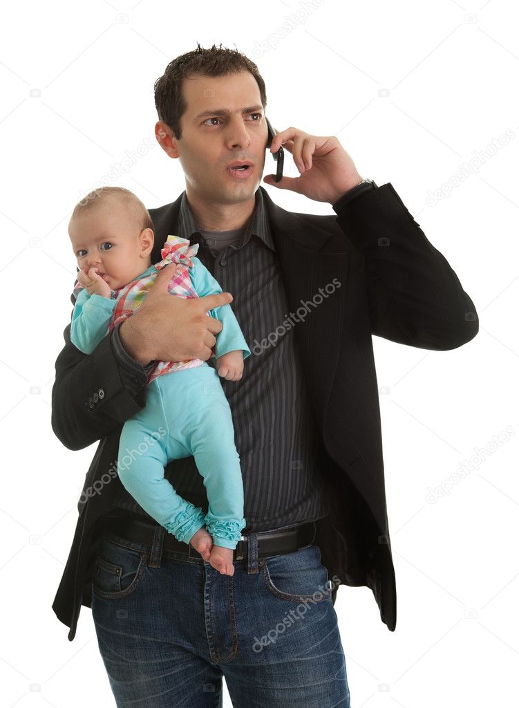 Businesman with his baby girl