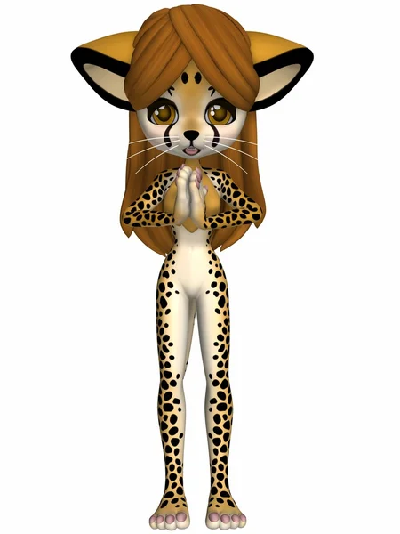 可爱猎豹-卡通人物图 — 图库照片