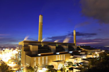 Power Plant at night clipart