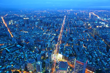 Taipei city at night clipart