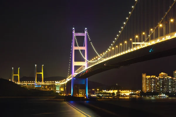 Scena nocy tsing ma Bridge — Zdjęcie stockowe