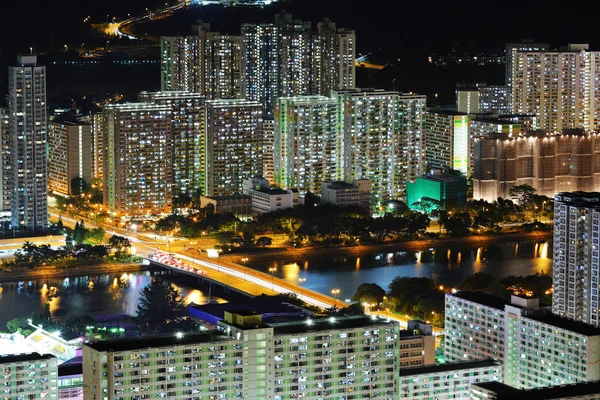 Apartment building at night — Stock Photo, Image