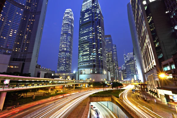 Hong Kong business district at night — Stock Photo, Image