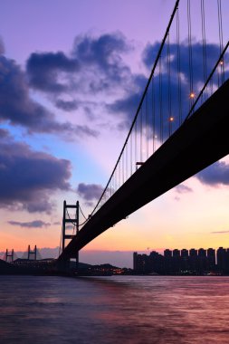 hong Kong gece trafik Karayolu Köprüsü