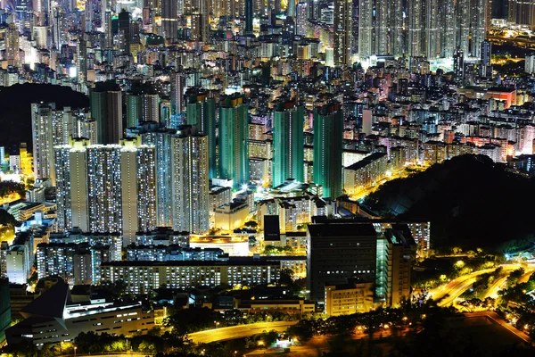 Hongkong centrum på natten — Stockfoto