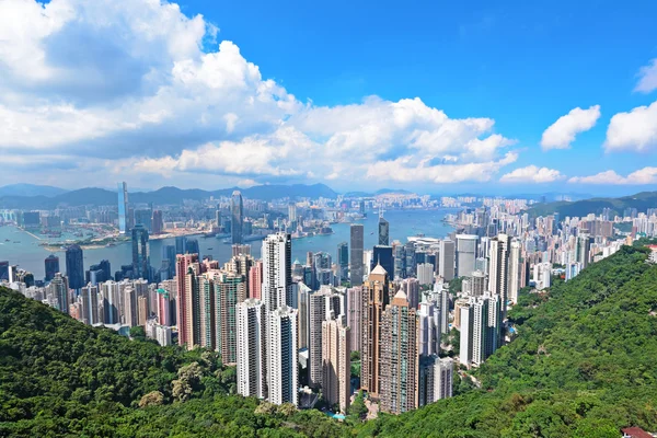 Skyline de la ciudad de Hong Kong desde el pico — Foto de Stock