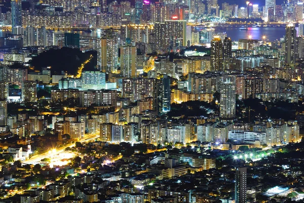 Город ночью, Гонконг — стоковое фото