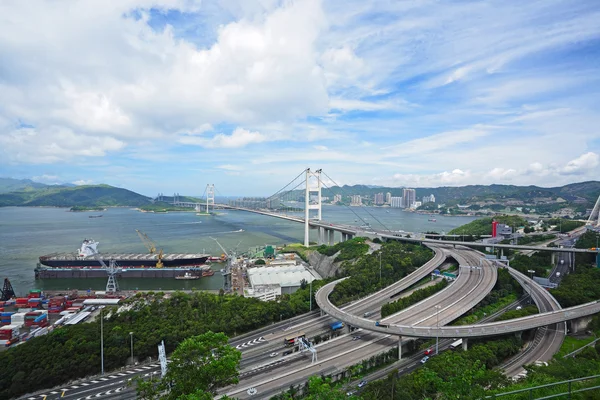 Ponte Tsing Ma em Hong Kong — Fotografia de Stock