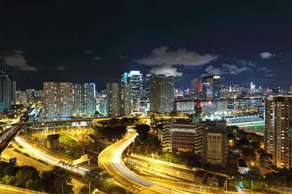 Χονγκ Κονγκ στο κέντρο της πόλης τη νύχτα — Φωτογραφία Αρχείου