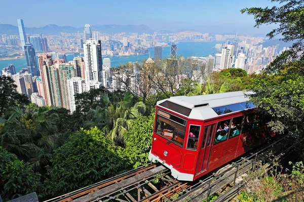 Toeristische tram op het hoogtepunt, hong kong — Stockfoto