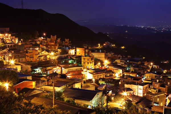 Джиу фен село вночі, на Тайвані — стокове фото