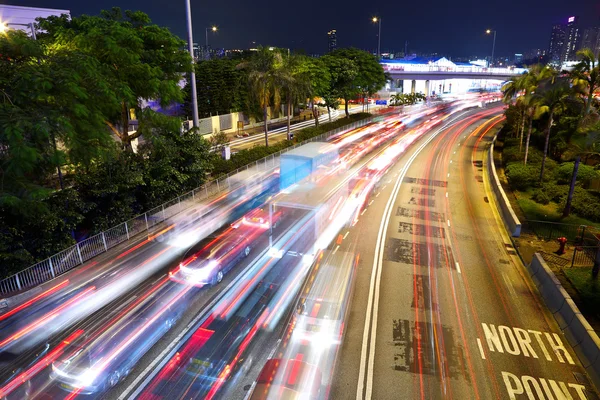 Traffic at night in city — Stock Photo, Image