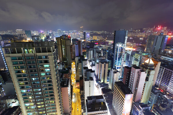Hong Kong downtown city at night