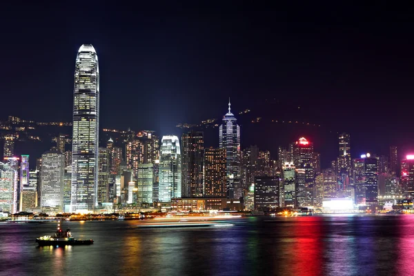 Geceleyin Hong Kong silueti — Stok fotoğraf