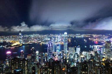 Hong Kong 'un gece manzarası