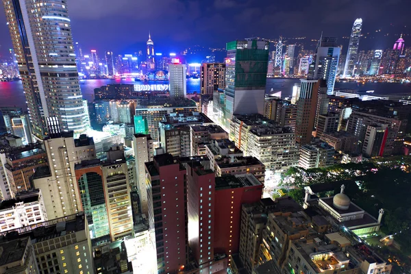 Hong Kong centro città di notte — Foto Stock
