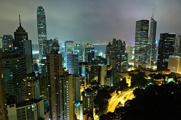 홍콩의 야간 풍경 — 스톡 사진