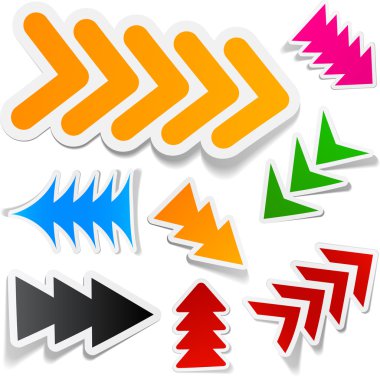 Color arrows sticker set. clipart