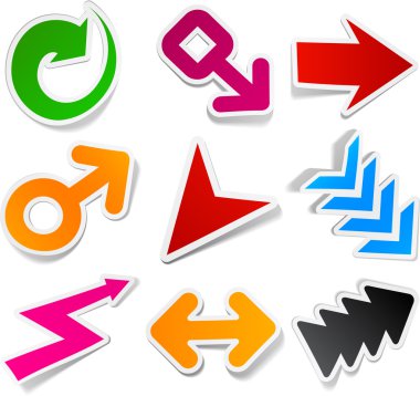 Color arrows sticker set. clipart